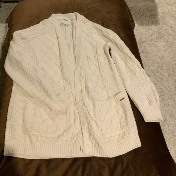 Abercrombie & Fitch Cream XL Cardigan Classic Normcore Minimalist Neutral Scandi - Picture 2 of 7